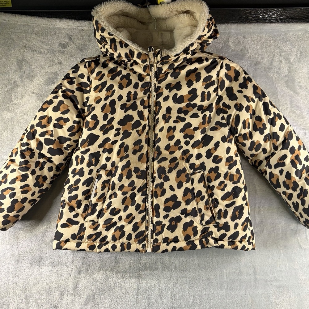 Girls Reversible Leopard Print Faux Fur Coat – Children's Place – Size 5T